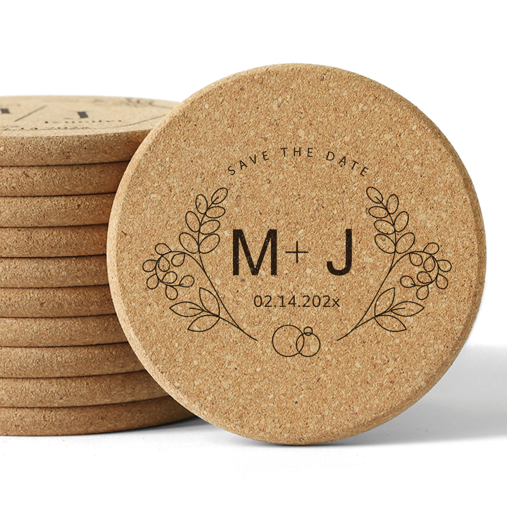 Custom Engraved Cork Coasters for Wedding Favors and Save-the-Dates - 14d040d10