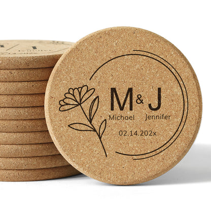 Floral Custom Cork Coasters for Engagement Announcement - 14d040d12