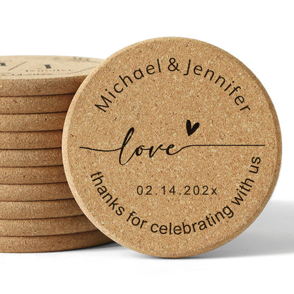 Personalized Cork Coaster Set - Customizable Wedding Favor - 14d040d17