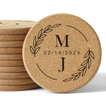 Engraved Cork Coasters with Name & Date  - 14d040d3