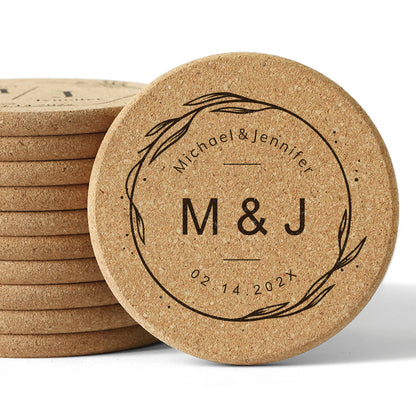 Personalized Cork Coaster Wedding Favors for Guests - 14d040d6