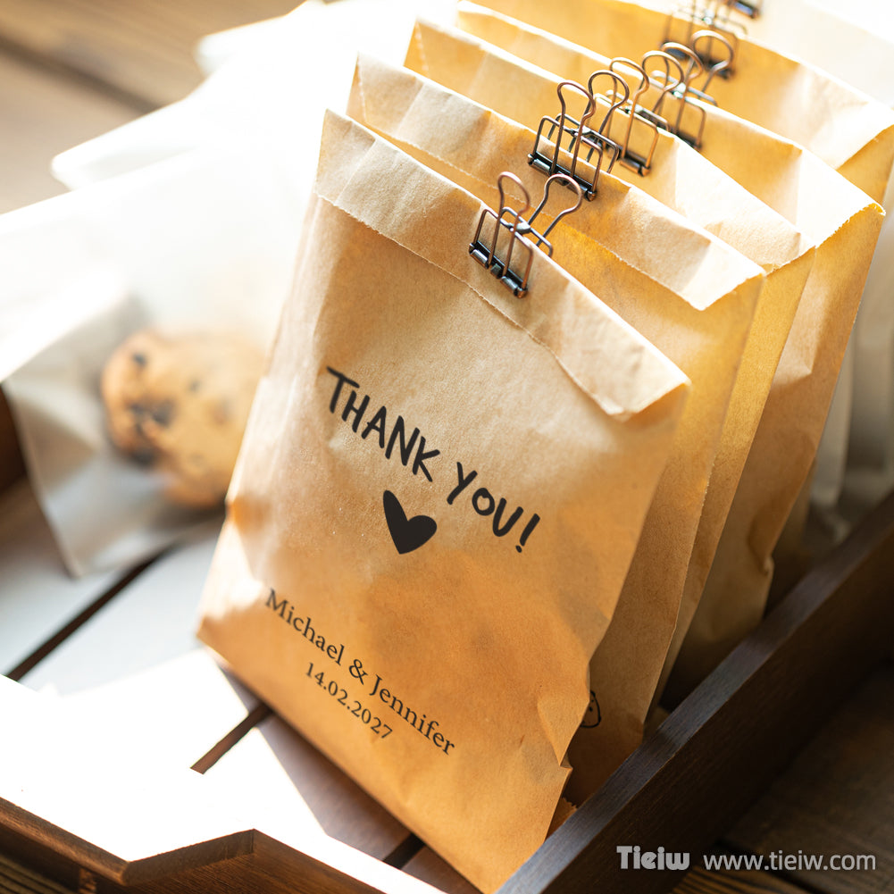 Custom 'Thank You' Paper Gift Bags with Names & Date - 14d033d6