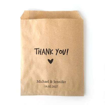 Custom 'Thank You' Paper Gift Bags with Names & Date - 14d033d6