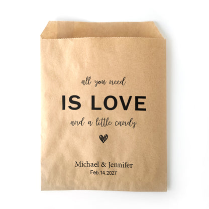 Personalized Love and Candy Brown Paper Gift Bag for Guests - 14d036d8